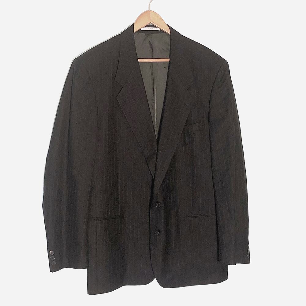 Vintage Yves Saint Laurent black blazer gray pinstripe sports coat suit size 46R